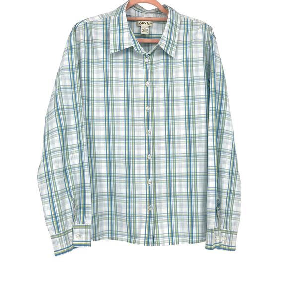 ORVIS Women's Spring Colors Plaid Button Up Blouse 20  Retro Normcore Classic - Picture 1 of 6